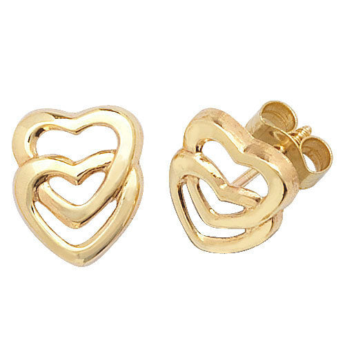 9Ct Gold Entwined Heart Studs ES309