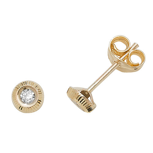 9Ct Gold Cz Bezel Studs - ES394