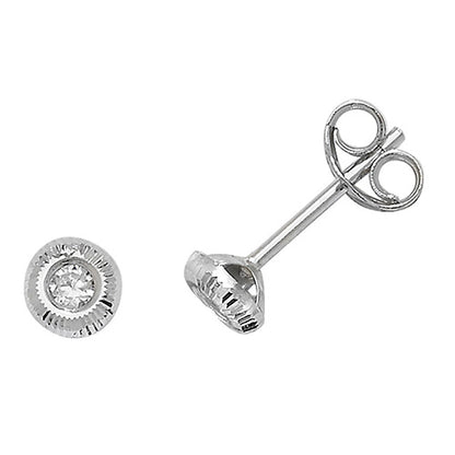 9Ct White Gold Cz Bezel Studs - ES394W