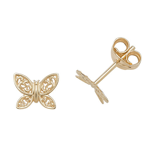 9Ct Gold Butterfly Studs - ES401