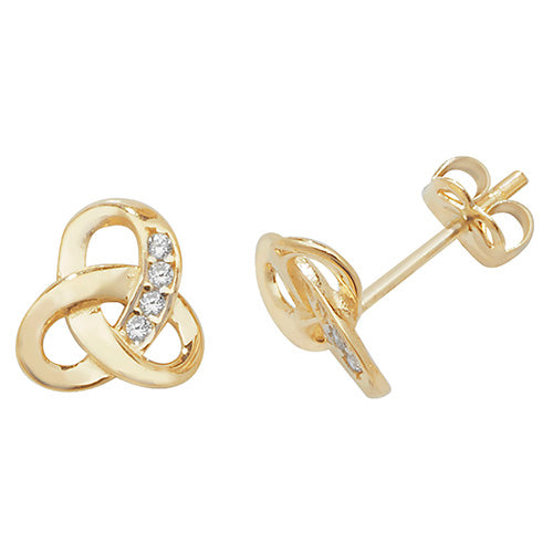 9Ct Gold Cz Celtic Studs - ES439