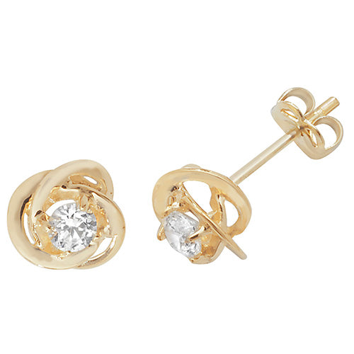 9Ct Gold Cz Interlocking Studs - ES458