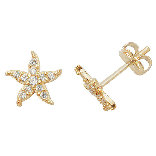 9Ct Gold Cz Fishstar Studs - ES459