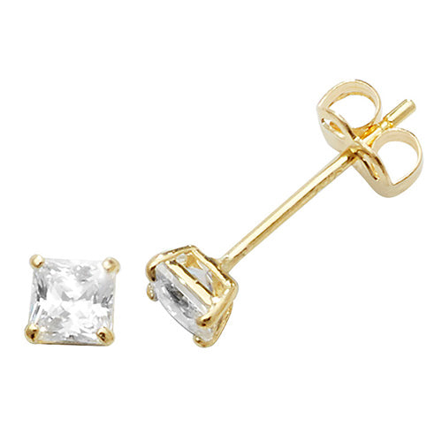 9Ct Gold Square Cz Studs - ES466