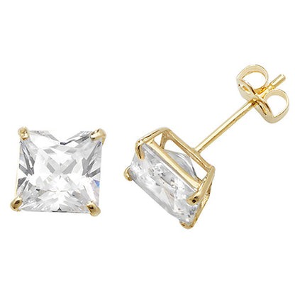 9Ct Gold Square Cz Studs - ES467