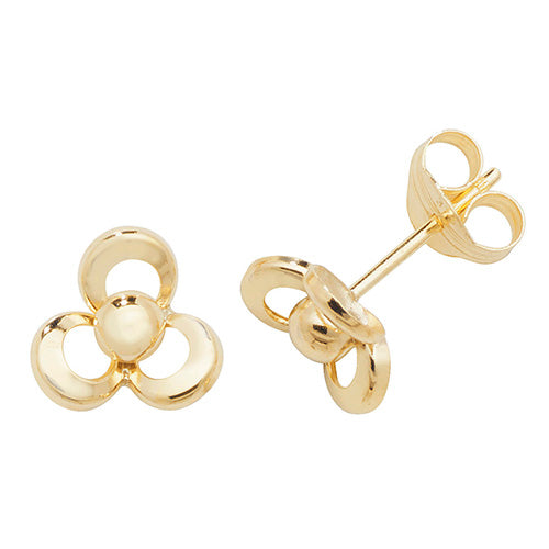 9Ct Gold 3 Petal Flower Studs - ES481