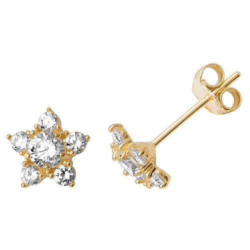 9Ct Gold Cz Starfish Studs - ES494