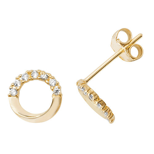 9Ct Gold Cz Circle Studs - ES507