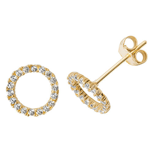 9Ct Gold Cz Circle Studs - ES508