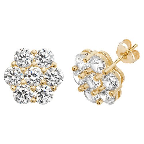 9Ct Gold Cz Flower Studs - ES529