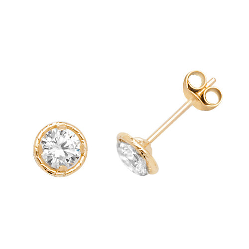 9Ct Gold Cz Bezel Studs - ES577