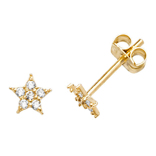 9Ct Gold Cz Starfish Studs - ES584