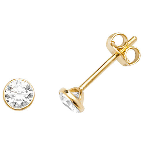 9Ct Gold Cz Rubover Studs - ES586