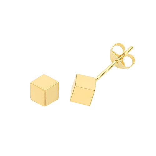 9Ct Gold Cube Studs - ES634