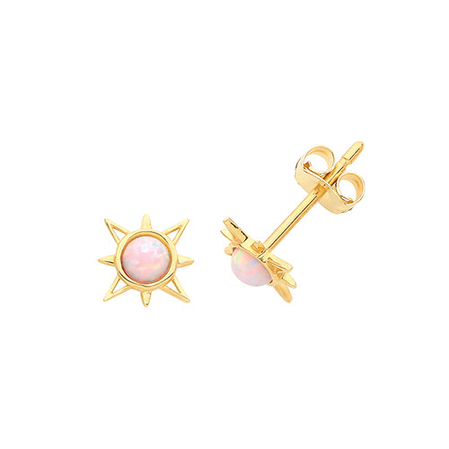 9Ct Gold Opal Sun Studs - ES650