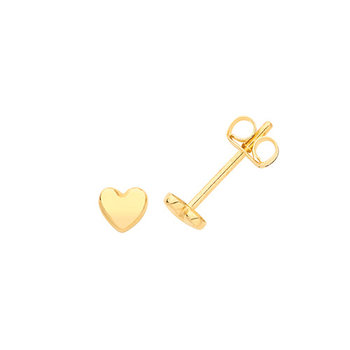 9Ct Gold Heart Studs - ES673