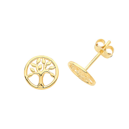 9Ct Gold Tree Of Life Studs - ES679