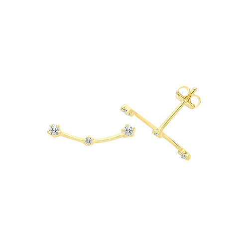 9Ct Gold Cz Curved Bar Studs - ES693