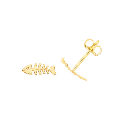 9Ct Gold Fish Bone Studs - ES703