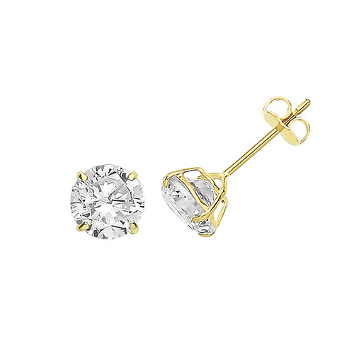 9Ct Gold Round Cz Claw Set Studs - ES710