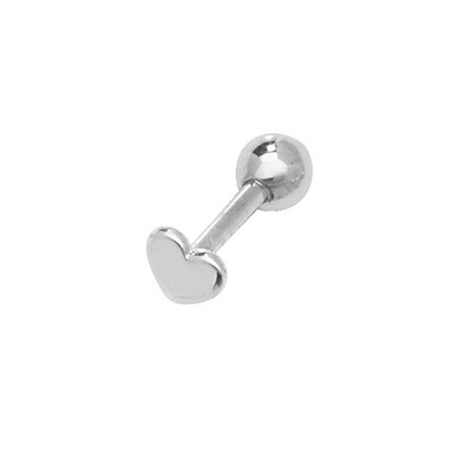 9Ct White Gold Heart Cartilage Stud - ES901W