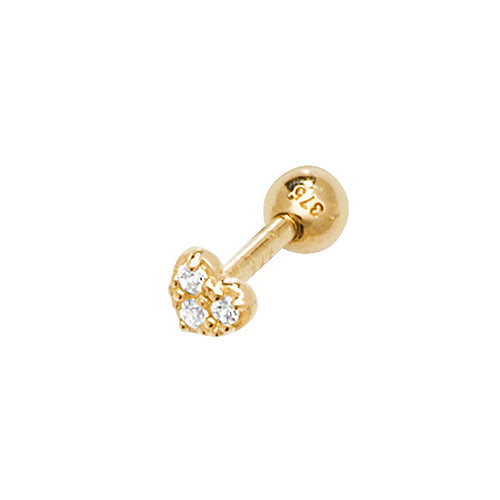 9Ct Gold Cz Heart Cartilage Stud - ES902