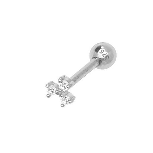 9Ct White Gold Triple Cz Cartilage Stud - ES911WP