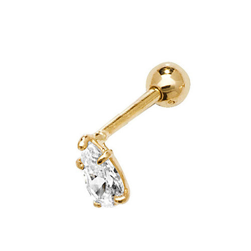 9Ct Gold Cz Pear Shape Cartilage Stud - ES917P