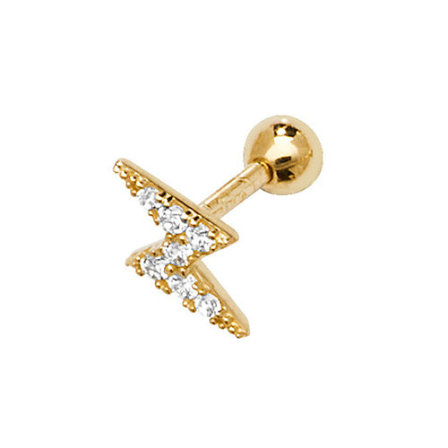 9Ct Gold Cz Lightning Bolt Cartilage Stud