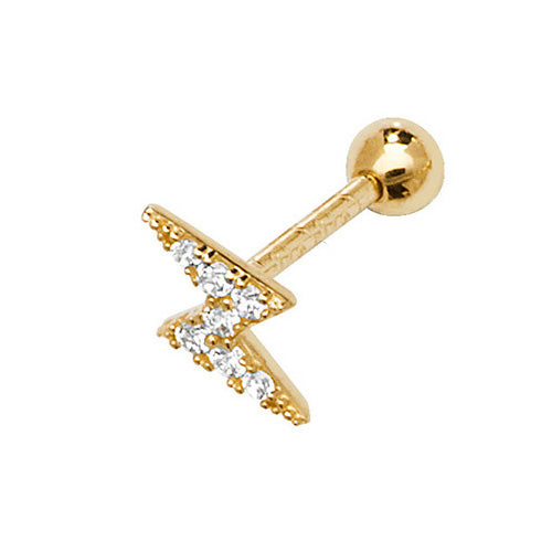 9Ct Gold Cz Lightning Bolt Cartilage Stud