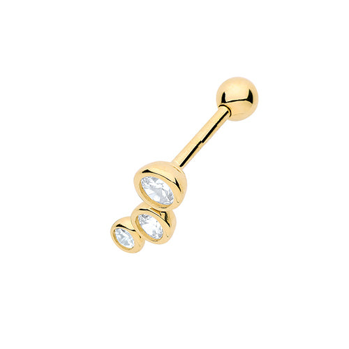 9Ct Gold Cz Bezel Right Cartilage Stud