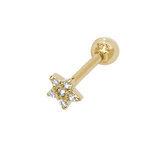 9Ct Gold Cz Star Cartilage Stud - ES930P