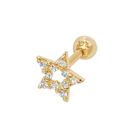 9Ct Gold Cz Star Cartilage Stud - ES934