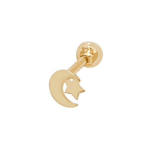 9Ct Gold Moon And Star Cartilage Stud - ES936