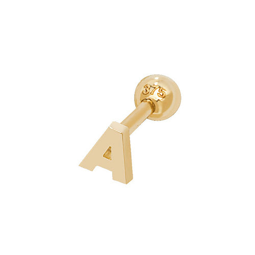 9Ct Gold Initial Cartilage Stud - ES940