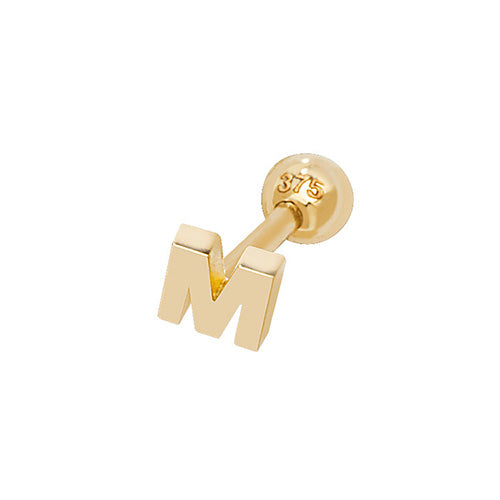 9Ct Gold Initial Cartilage Stud - ES940