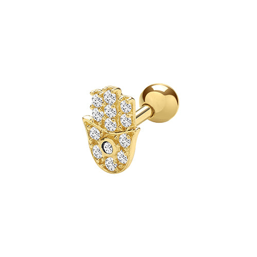 9Ct Gold Cz Hamsa Cartilage Stud - ES962