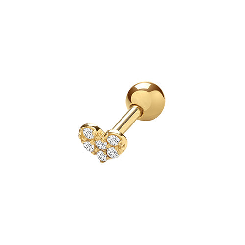 9Ct Gold Cz Heart Cartilage Stud - ES971