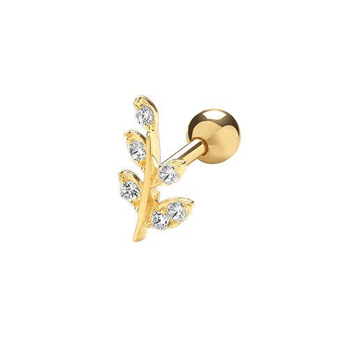 9Ct Gold Cz Leaf Cartilage Stud - ES978