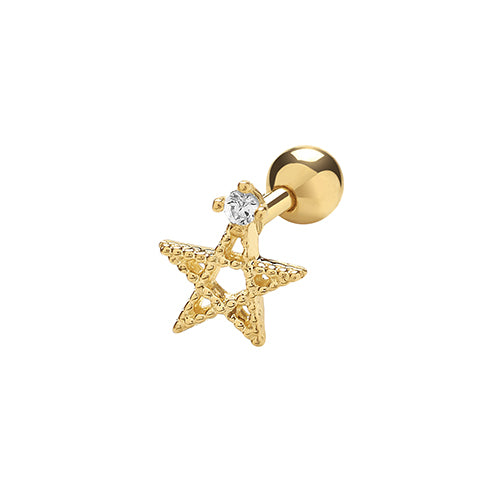 9Ct Gold Cz Set Star Cartilage Stud - ES979