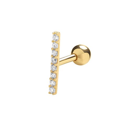 9Ct Gold Cz Bar Cartilage Stud - ES985