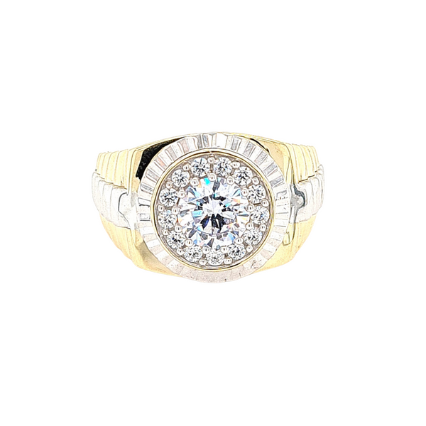 9ct Yellow Gold Gents Presidential Ring with central CZ stone