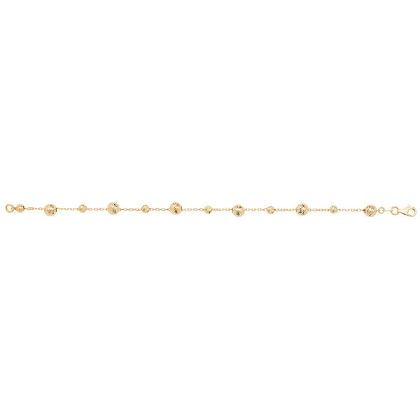 9Ct Gold Diamond Cut Full Beaded Bracelet - NK084B