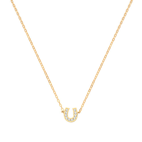 9ct Gold Cz Horseshoe Necklet - NK1602