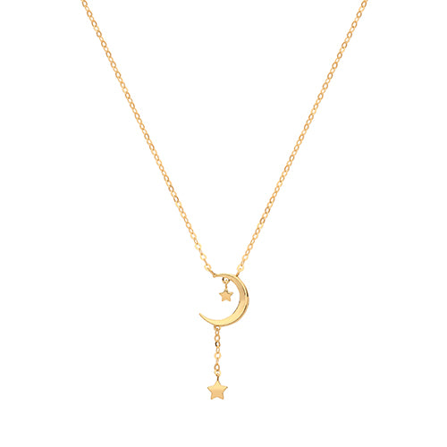9ct Gold Moon With Drop Star Necklet - NK1604