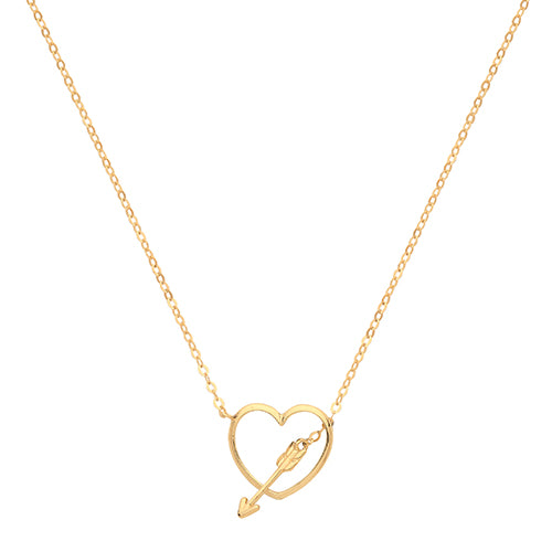 9ct Gold Heart With Arrow Charm Necklet - NK1606
