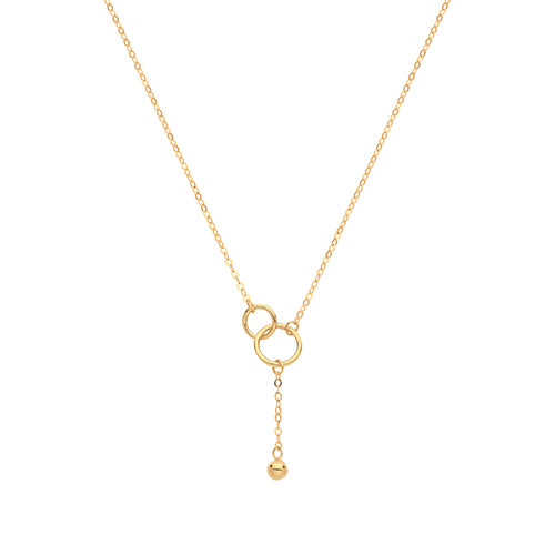 9ct Gold Double Circle With Drop Chain Necklet - NK1609