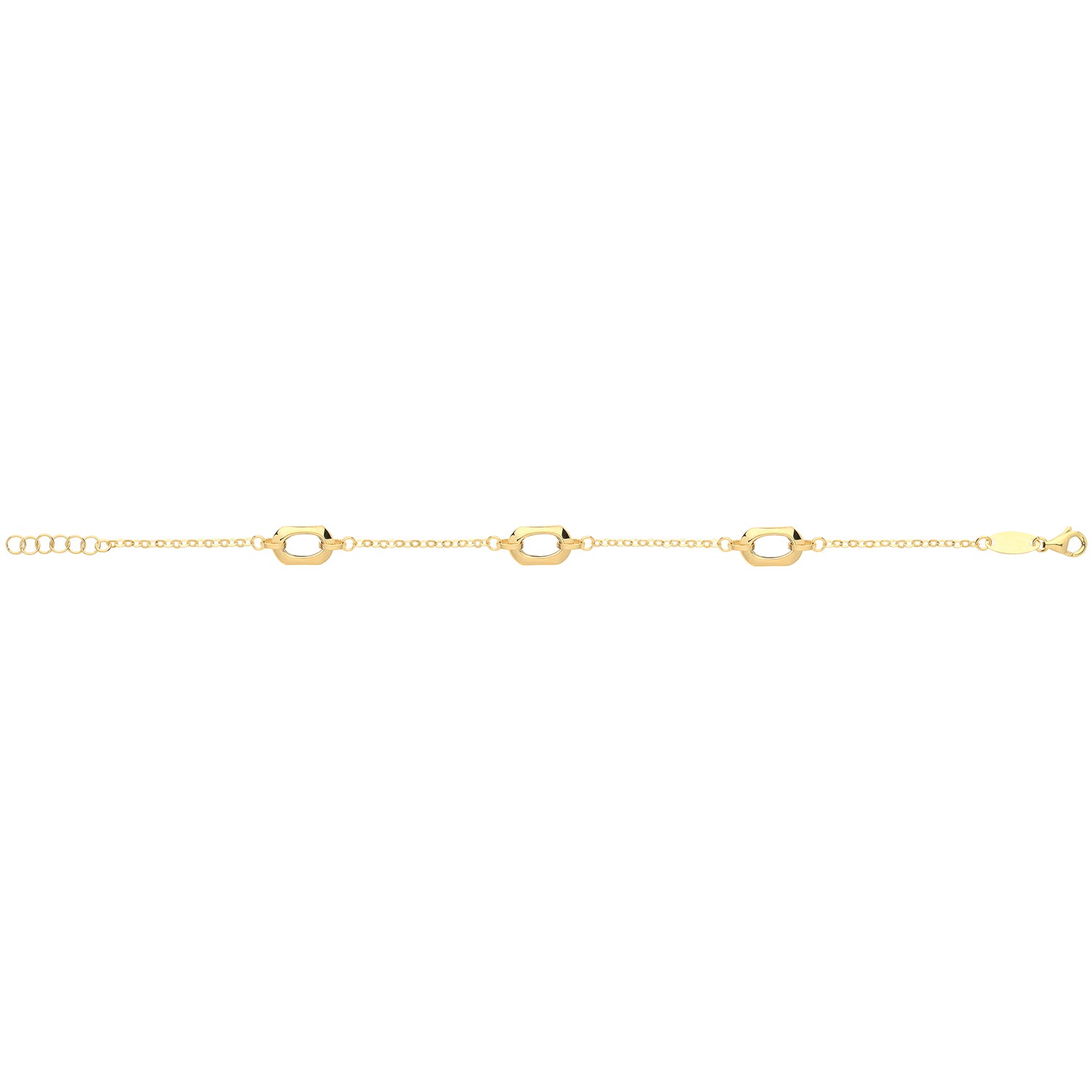 9Ct Gold Hexagon Bracelet - NK369B