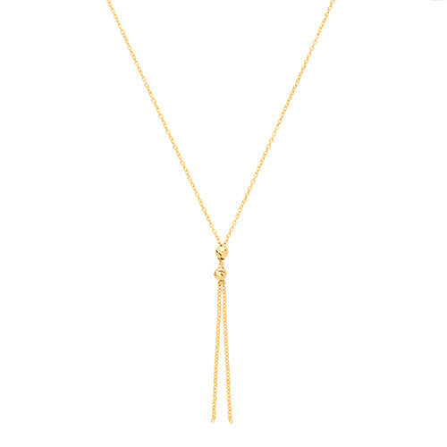 9Ct Gold Double Bead And Tassel Necklet - NK374
