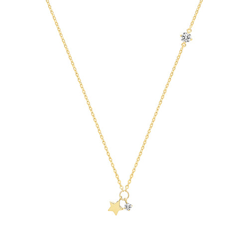 9Ct Gold Star And Cz Charm Necklet - NK377